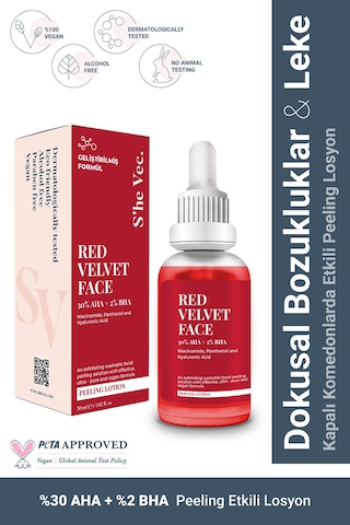 She Vec Red Velvet Face Anti Aging Etkili Peeling Losyon 30 ML