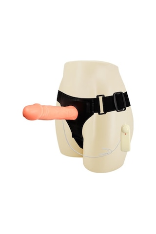 Truva Shop Baile 20 CM Belden Bağlamalı Strapon Titreşimli İçi Boş Protez Penis