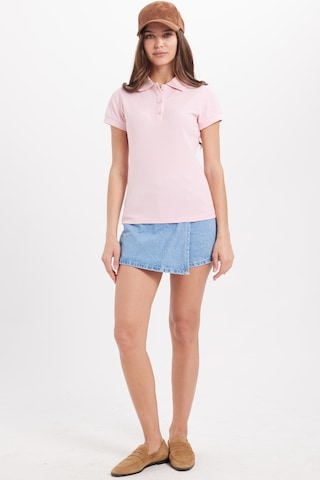 Tudors Kadın Slim Fit Dar Kesim %100 Pamuk Polo Yaka Pembe Pike Tişört -50835