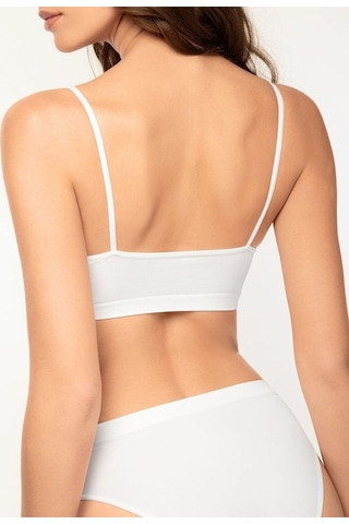 Mistirik Pisun Model Ince Askılı Pedli Spor Büstiyer Beyaz Renk Beyaz