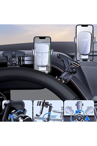 Boatshop1 Gri Lcars Araba Gösterge Paneli Telefon Tutucu 360 Derece Ayarlanabilir Kaymaz Silikon Kelepçe Tüm Telefonlar Icin Dayanıklı Abs