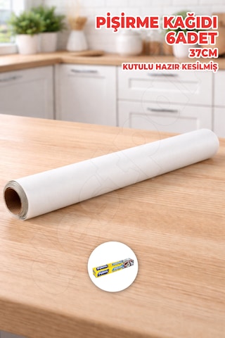 Kutulu Pişirme Kağıdı - 6 Adet - 37cm Gıdayla Temasa Uyumlu - Hazır Kesilmiş - Yanmaz Kağıdı