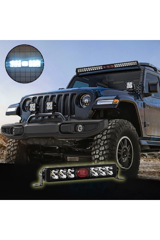 Off-road Premium 30 Cm Tampon Kaput Led Bar Beyaz Işık Projektör Kırmızı Gündüz Led Metal 12-24v