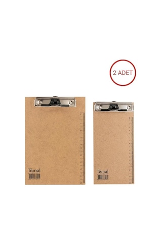Temel A5 Ve 1/3 A4 Ahşap Sekreterlik Metal Klipsli Kalem Tutma Aparatlı 2li Set