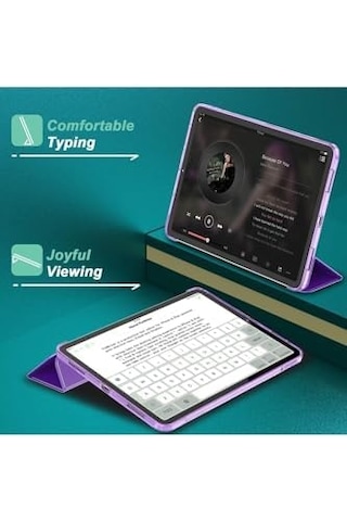 Ipad Air 11 M3 2025 / M2 2024 / Air 10.9 2022/2020 Ile Uyumlu Kapaklı Standlı Uyku Modlu Smart Kılıf, Clove Purple