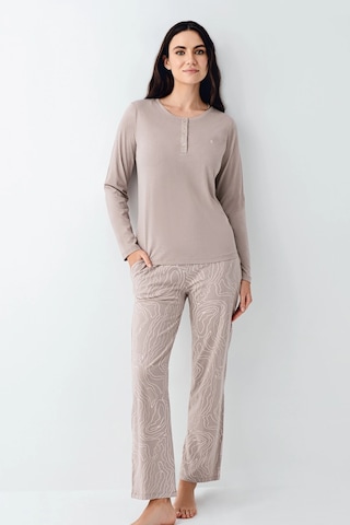 Modadua Pierre Cardin 9097-s Kadın Uzun Kol Pijama Takım Vizon