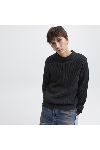 Jack & Jones Erkek Regular Fit Bisiklet Yaka Triko Kazak - Dover - 12278816 Siyah
