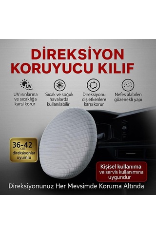 Renault Fluence Makyajlı 2013-2016 İle Uyumlu Direksiyon Koruyucu Kılıf Uv, Toz, Isı Koruma 36-42 Cm