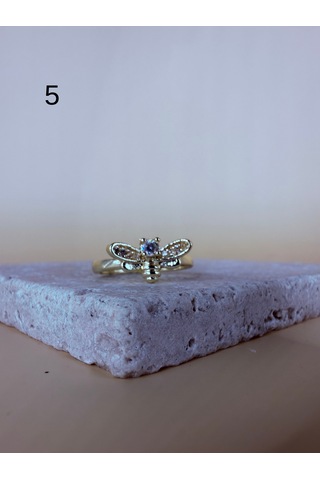 Rhea Jewelry Ayarlanabilir Kadın Yüzük Taşlı Gold Silver Minimal Bijuteri Yüzük Modeli Açık Pembe