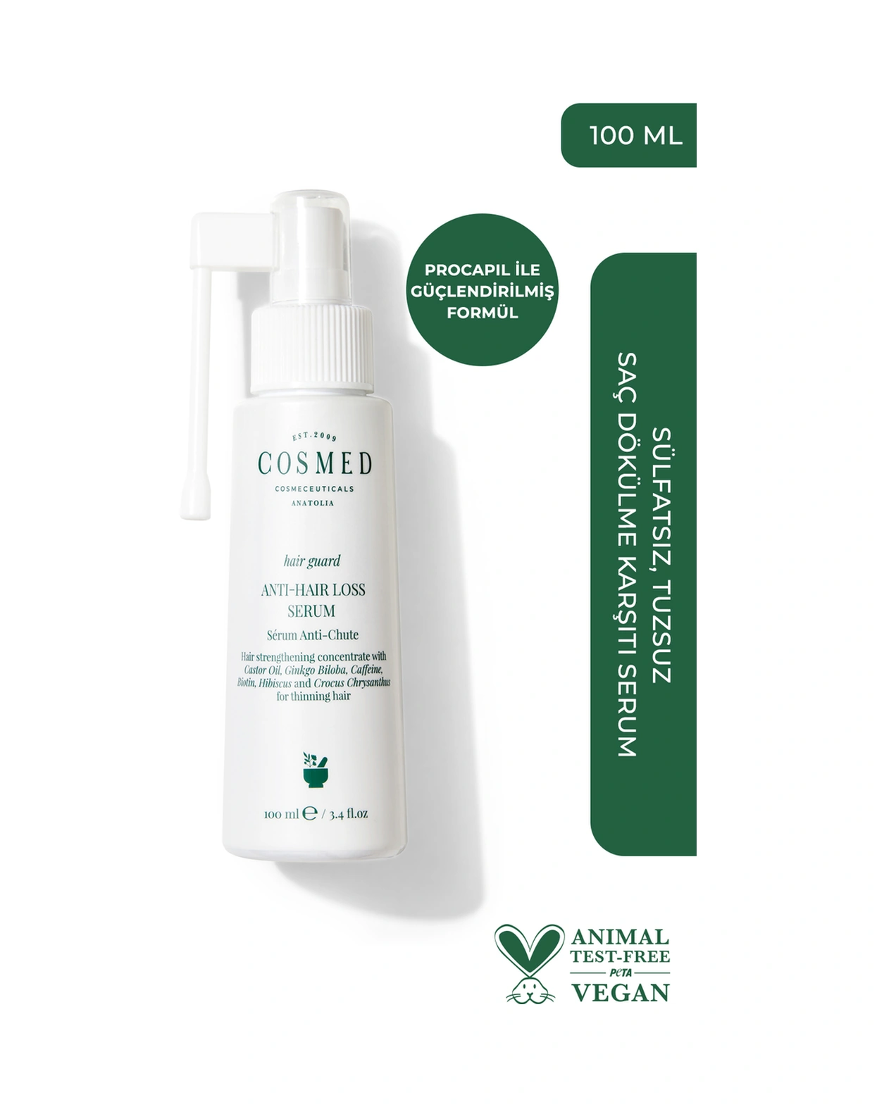 Cosmed Hair Guard Anti Hair Loss Serum - Sülfatsız, Tuzsuz Saç Dökülme Karşıtı Serum 100 Ml