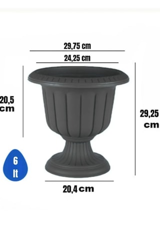 Nergis Dekoratif 6 Lt Antrasit Renk Ayaklı Saksı