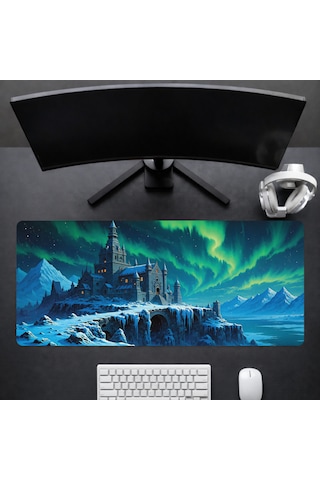 90x40 Cm Şato Desenli Oyuncu Gaming Mouse Pad Kaymaz Kauçuk Taban Fare Altlığı Xxl Mousepad Catle Serisi 004