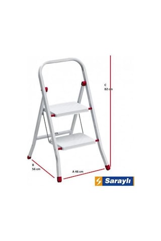 Saraylı Pratik Metal Merdiven Beyaz 2 Basamaklı