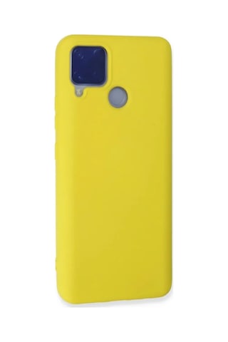 Jenerik Realme C15 Kılıf Nano İçi Kadife Silikon - Sarı