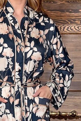 Cossy By Aqua 25198 Kadın Uzun Kollu Çiçek Desen Dik Yaka Uzun Elbise-çiçekli Çok Renkli