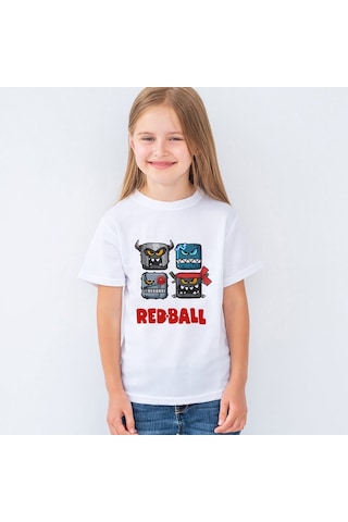 Red Ball 4 Crazy Kırmızı Top Redball Çocuk Tişört Mr-02 Beyaz