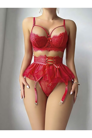 Kadın Kırmızı Etekli Fantezi Kostüm 2018 Kırmızı