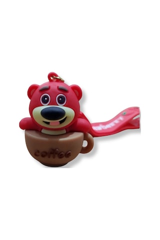 Lotso Bear Çilek Detaylı 3d Figürlü Pembe Bilek Kayışlı Anahtarlık - 1 Adet