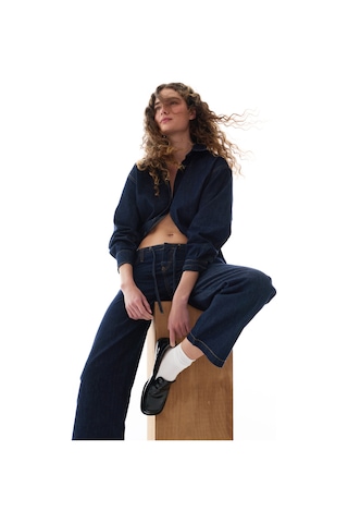 Penti Koyu Denim Relax Shirt Uzun Kollu Bluz Koyu Denım