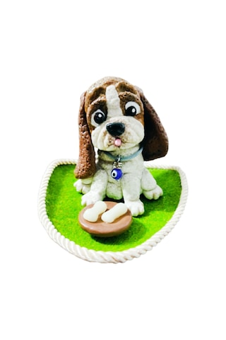 Biblo Köpek El Yapımı Soğuk Porselen Kahve Ölçü 14 X 14 Cm