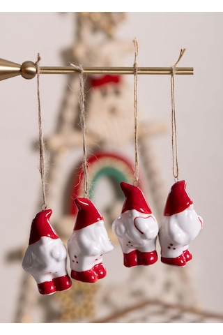 The Mia Yılbaşı Ağacı Süsü Şanş Cücesi 4lü Set 4x4x7 Cm 4 Adet