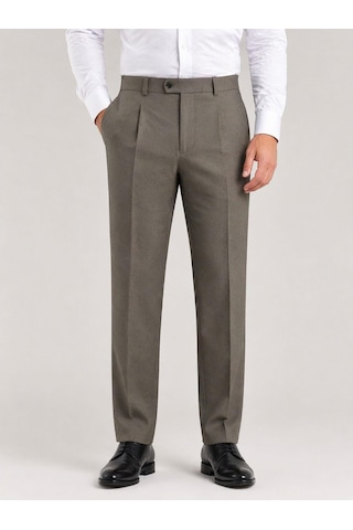 Classics Men Ricati Regular Fit Pileli Erkek Kumaş Pantolon - 7621 Kahverengi