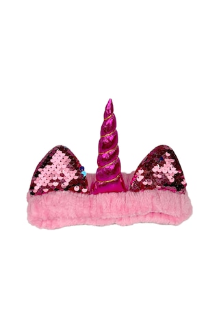 Unicorn Peluş Bandana Makyaj Saç Bandı Pembe Pembe Boynuzlu Pembe