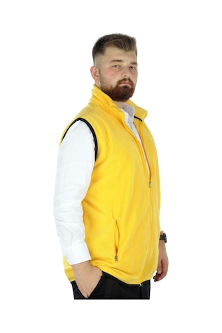 Mode Xl Erkek Polar Yelek Dik Yaka Fermuarlı 22549 Sarı 001