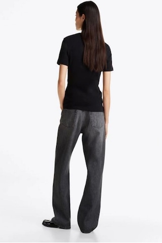 Tommy Hilfiger Kadın Siyah Yuvarlak Yaka Slim T-shirt Siyah