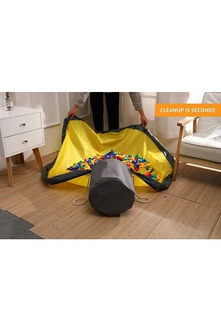 Didadodo 2'li Oyun Depolama Sepeti & Halı - Katlanır Taşınabilir Oyuncak Organizer Koyu Gri Koyu Gri