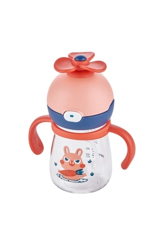 Rovco Dönebilen Pervaneli Akıllı Pipet Bebek +6 Ay Tritan Su Matarası 220 Ml Pembe