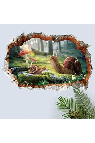 Kırık Duvar Salyangozu 3d Duvar Stickerı Duvar Çıkartması Duvar Kağıdı Poster Sanatçısı Ev Dekorasyonu Pvc Kendinden Yapışkanlı Çıkarılabilir 40 58 Cm Şeffaf