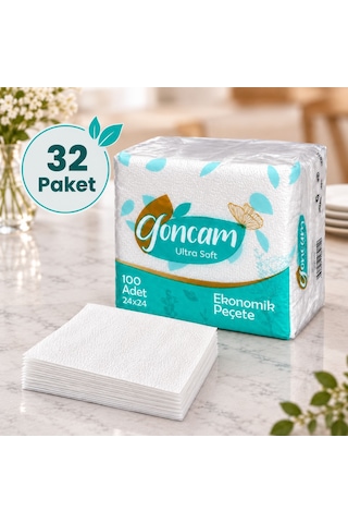 Ekonomik Kare Peçete 100 Yaprak X 32 Paket