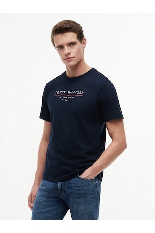 Tommy Hilfiger Brand Love New Rwb Reg Tee Erkek Mavi T-shirt - Mw0mw44359