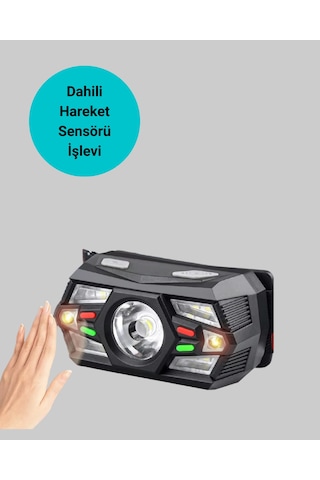 Hareket Sensörlü Şarjlı Led Far Suya Dayanıklı Çok Modlu