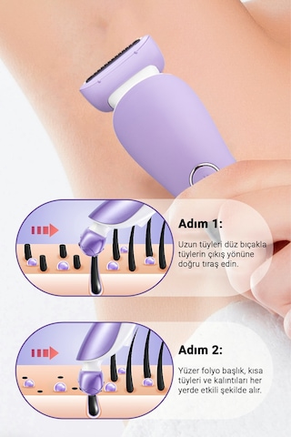 Ipx7 Su Geçirmez 3 İn 1 Epilatör Bacak Sırt Yüz Bikini Bölgesi