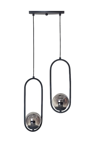 Luzarana Zenga 2 Li Antrasit Metal Gövde Füme Camlı Tasarım Lüx Avize Çok Renkli