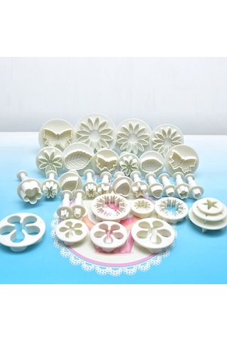 Sones 114'ü 1 Arada Fondan Kek Pişirme Dekorasyon Araçları Piston Kesiciler Çiçek Kalıpları Seti