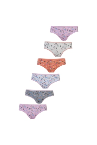 Hepsine Rakip 6lı Kız Çocuk Külot Renkli Desenli Baskılı Slip İç Çamaşırı Karışık