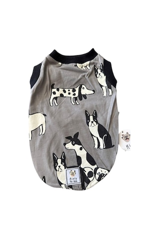 Miniş Gri Köpekli Küçük Irk Köpek Penye T-shirt