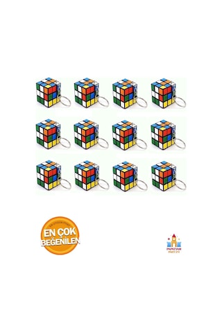 Zeka Küpü Anahtarlık - 12 Adet Mini Rubik Sabır Küpü