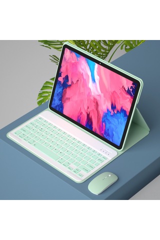 Lemestar Lenovo小新pad11 J606f/j716f蓝牙键盘保护套 - M10 Plus 3代10.6英寸皮套, Siyah Deri Kılıf + Standlı Klavye, Dayanıklı Malzeme, Kolay Kurulum Diğer