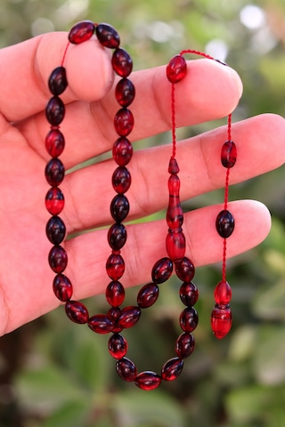 Hareli Kırmızı Siyah Arpa Kesim Özel Sistem Ateş Kehribar Tesbih 201024762