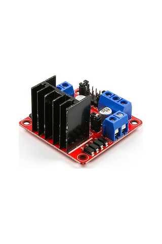 L298N Voltaj Regulatörlü Çift Motor Sürücü Kartı (Kırmızı PCB)