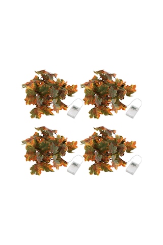 Maiyame Kışbayramı Dekorasyon Işıkları - Akçaağaç Yapraklı Led Işık Zinciri, Sürekli Ve Parıltı Modu, 2.2m 20 Işık, 4'lü Paket Aa Pil Gereklidir Sarı & Yeşil