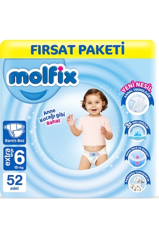 Molfix Bebek Bezi 6 Beden Extra Large Fırsat Paketi 52 Adet