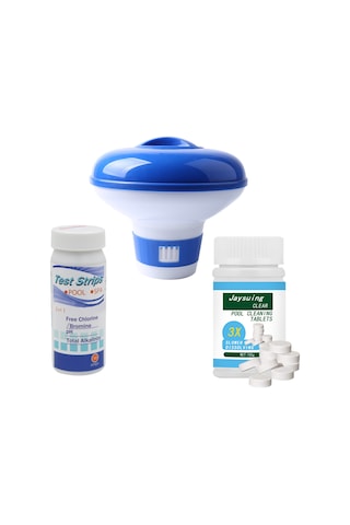 100g/3.5oz Yüzme Havuzu Temizleme Tableti, 1 Adet Tablet Dağıtıcı, 50 Adet Ph Test Kağıdı, Yüzme Havuzu Koruma, Havuz Bakım Aksesuarı