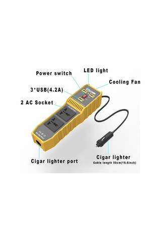 Wondernest Üç Usb'li 12v'den 220v'e 300w Araç İçin Güç Çevirici Inverter