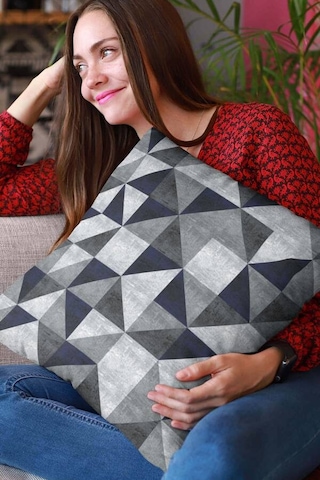 Lacivert Geometrik Çift Taraflı Yastık Kırlent Kılıfı Krl382n11