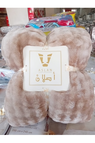 Aslan Bubble Desen / Mevsimlik / Hafif / Lüx / Modern / Çift Kişilik Battaniye Vizon